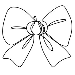 Fototapeta premium Minimalist Line Art of Holiday Ribbon Bow With Pumpkin