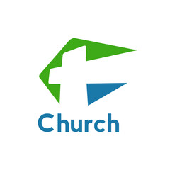 Modern Christian Church Logo Design with Abstract Cross Symbol for Faith Community