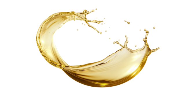 Golden liquid splash isolated on white background