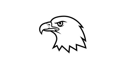 Obraz premium Illustration of an eagle head isolated on white background, showcasing its sharp beak and intense gaze in a minimalist design