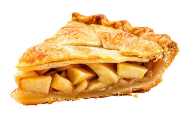 Delicious apple pie slice, golden crust, sweet filling