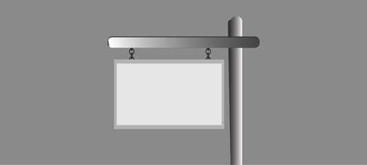 Signboard, Billboard Mockup, Metal Pole with Hanging Board.