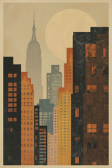 New York City Skyline Illustration with Empire State Building