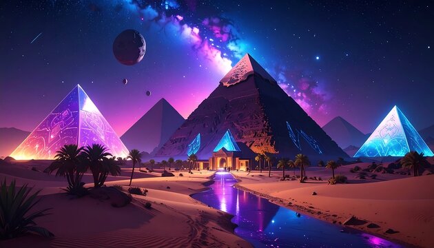 Cosmic pyramids in desert (3)