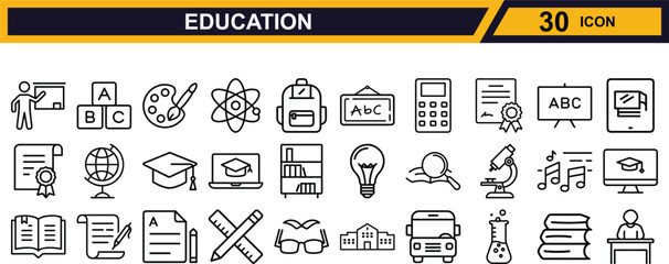 Vector art of education icons isolated on white background