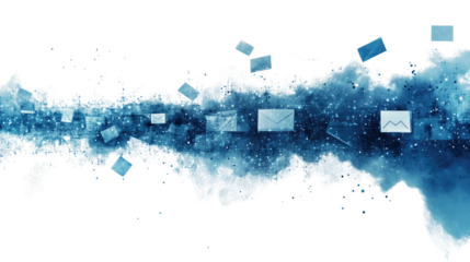 Digital  message  floating in cyberspace on white background PNG 