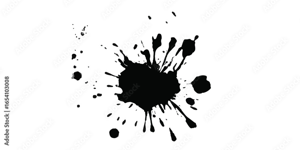 Poster ink blots and splats. detailed ink splats hyperrealistic highly detailed isolated on transparent bac