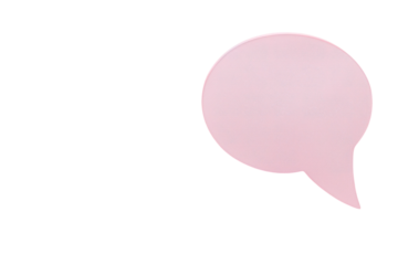 Pink speech bubble, communication icon for social media messaging