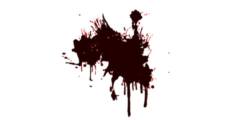 Set of Red blood splashed isolated on white background. Set of blood stains	