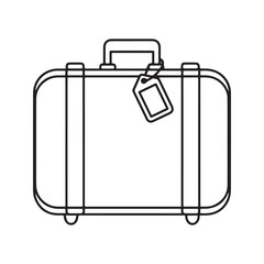 Blank Suitcase Outline with Luggage Tag, Travel Baggage Line Art for Coloring
