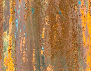 Naklejka premium Rusted metal surface with colorful paint streaks