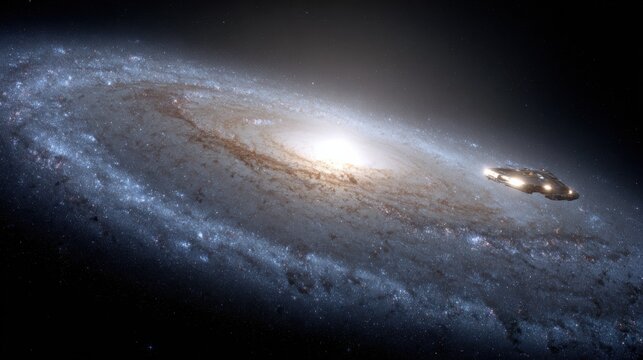 Spaceship in Front of a Galaxy