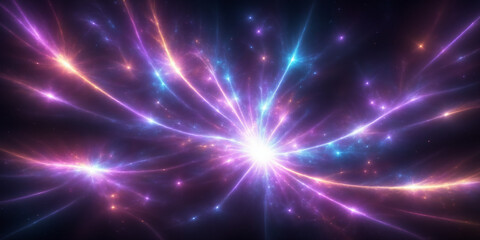 Fototapeta premium Abstract Colorful Light Streaks Converging with a Cosmic Glow Effect