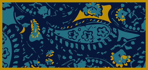 Elegant Abstract Floral Scarf Print Design | Shawls & Dupatta Textile Fabric Patterns For Digital Printing on Silk, Chiffon