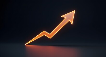 Glowing orange arrow pointing upwards, representing financial growth and positive trend.