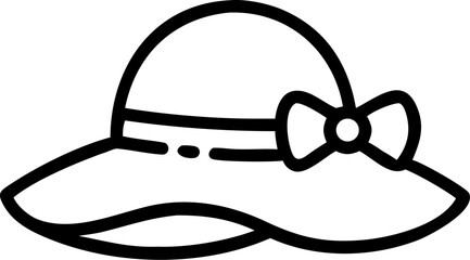 Stylized illustration of a wide brimmed sun hat perfect for summer fashion and outdoor activities featuring a clean vector design