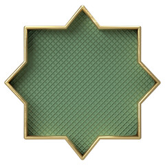 Elegant Green and Gold Ornate Banner with Islamic Geometric Pattern