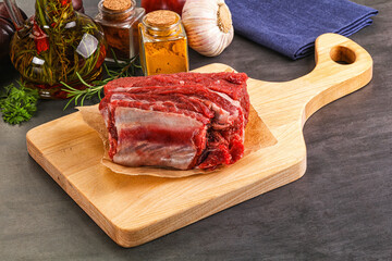 Raw beef ribs for cooking