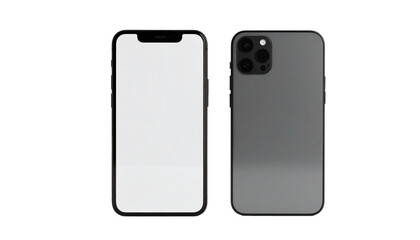 Smartphone side view and front view, back side. 3d render mockup mobile. 