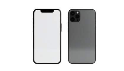 Smartphone side view and front view, back side. 3d render mockup mobile. 