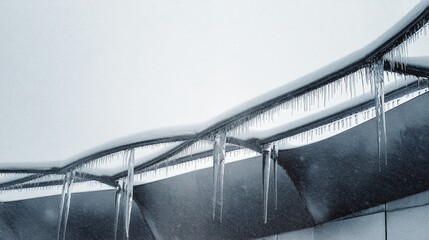 Icicles hanging from a modern architectural structure