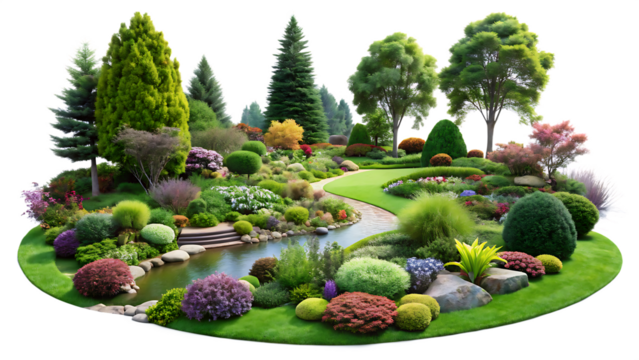  Landscape and Nature Design isolated on white background ,PNG.AI Generated.