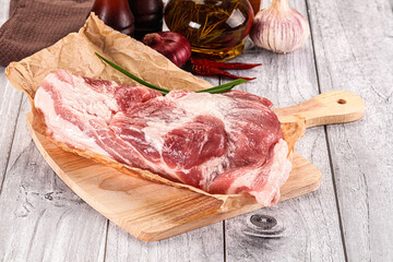 Raw pork shoulder for cooking