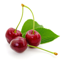 Sweet cherries isolated on white background close up