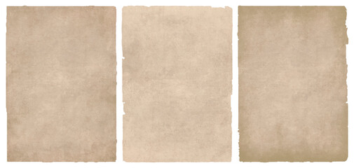Fototapeta premium Vintage paper texture background set, old parchment sheet for design and retro antique effect