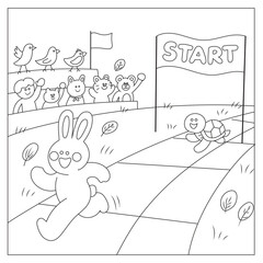Cute Running Animals Coloring Page