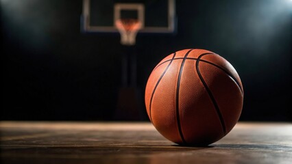 Fototapeta premium Focused shot of basketball on dark canvas — perfect for sports and fitness visuals