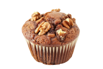Delicious chocolate muffin with walnuts, a sweet treat for dessert