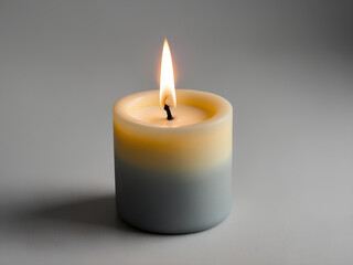 Pastel layered minimalist candle with warm flame