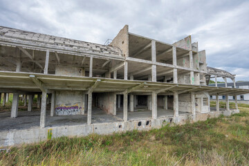 12-08-2025 Brabrand, Denmark: The ruins of the old Jaka Ham factory