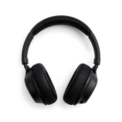 Stylish black over ear headphones on a clean white background