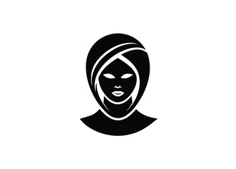 Vector art of stylized silhouette of a womans face with flowing hair, isolated a