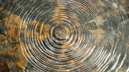 Water ripple patterns from rain or wind, soft concentric circles with detailed reflections, subtle surface tension, top view, micro shot, ultra realistic