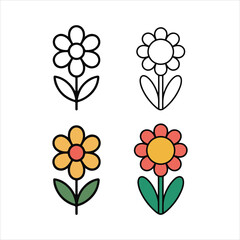 Colorful Outlined Flowers