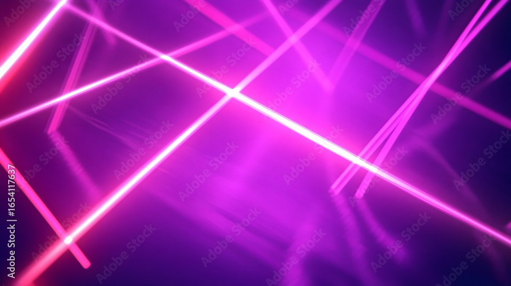 Poster intricate network of vibrant fuchsia and magenta laser beams intersecting in a dynamic, futuristic d