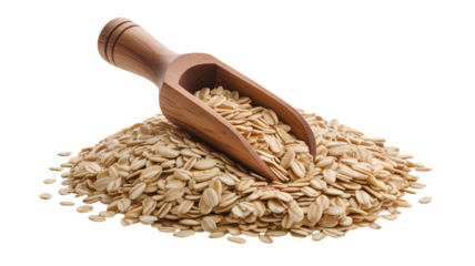 Rolled oats with wooden scoop for healthy breakfast meals