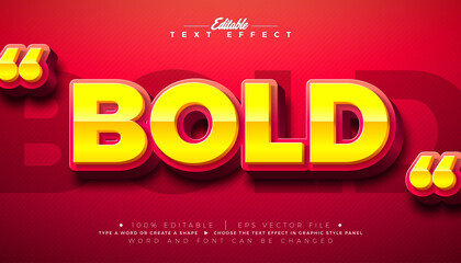 Bold 3d Text Effect Editable Illustrator Graphic Style with Shadow and Yellow Red Layered Scalable Typography Lettering Design on Red Background. Premium Illustration Template for Greeting Card, Flyer