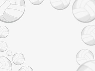 Vector illustration of volleyball balls forming a decorative frame border. Sport background template for poster, flyer, banner, invitation, web design, or school project. Perfect for volleyball tourna