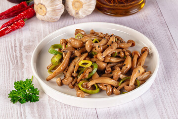 Asian cuisine roasted enoki mushrooms