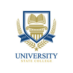 University college school badge logo design vector