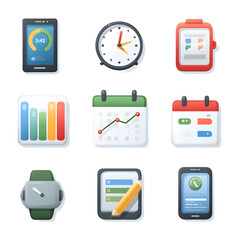 Interactive Buttons for Mobile Apps, Modern Flat Design Communication Icons ? Isolated to Transparent Background