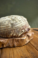 Rustic artisan bread photography series showing stacked loaves, sliced bread with milk, and country-style food compositions on wooden backgrounds, highlighting organic bakery and farmhouse lifestyle