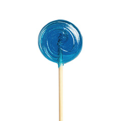 A blue lollipop candy on transparent background