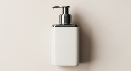 Obraz premium Minimalist White Lotion Pump Bottle, Generative AI