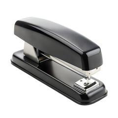 Black desktop stapler isolated on transparent background