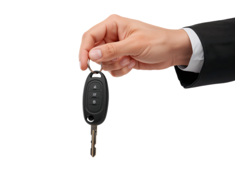 Presenting new possibilities, Hand offers remote car key, symbolic of new journey or home